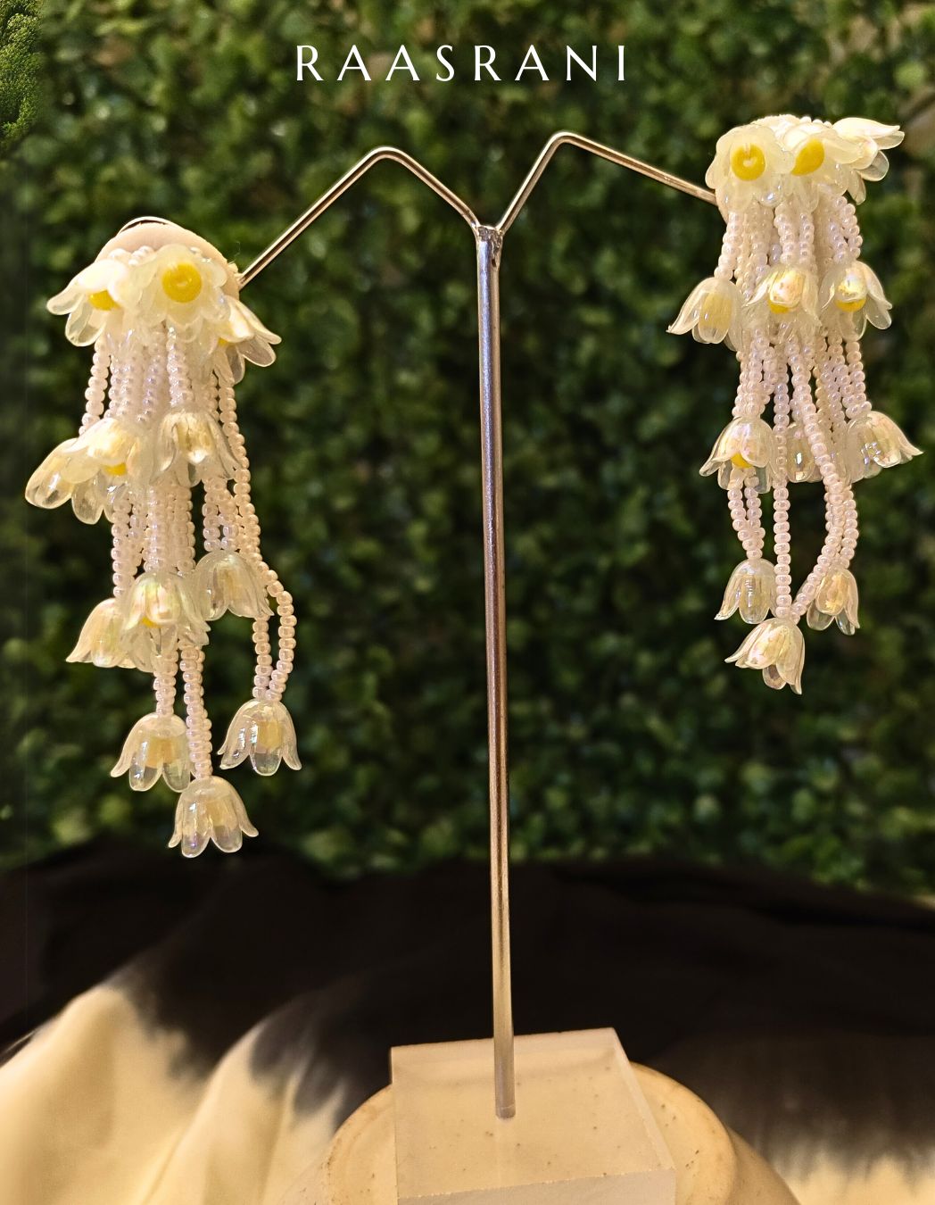 Tulip Pearl Drop Earrings | Handmade Floral Statement | Lightweight Party Wear