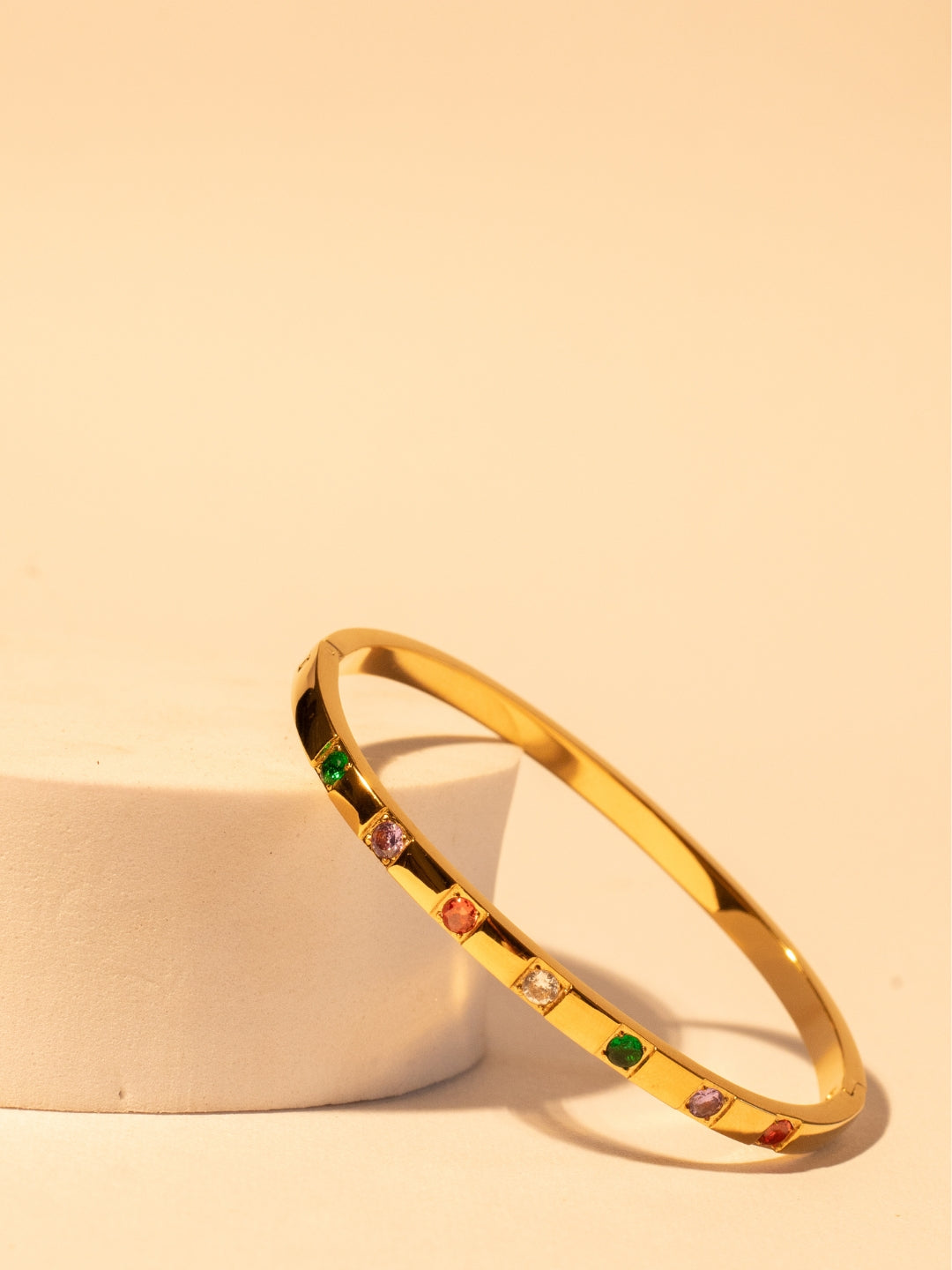 18Kt Gold Plated Multi-Stone Studded Bracelet for Women – Stainless Steel, Anti-Tarnish, CZ Stones