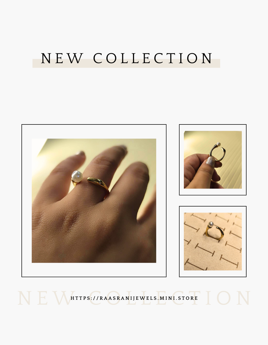Quad Shaped Ring with Pearl Closure