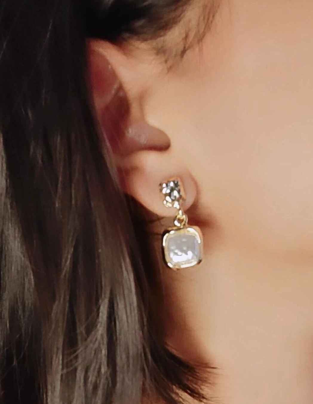 Isabella Mother of Pearl Earrings – Gold Plated Minimal Drops
