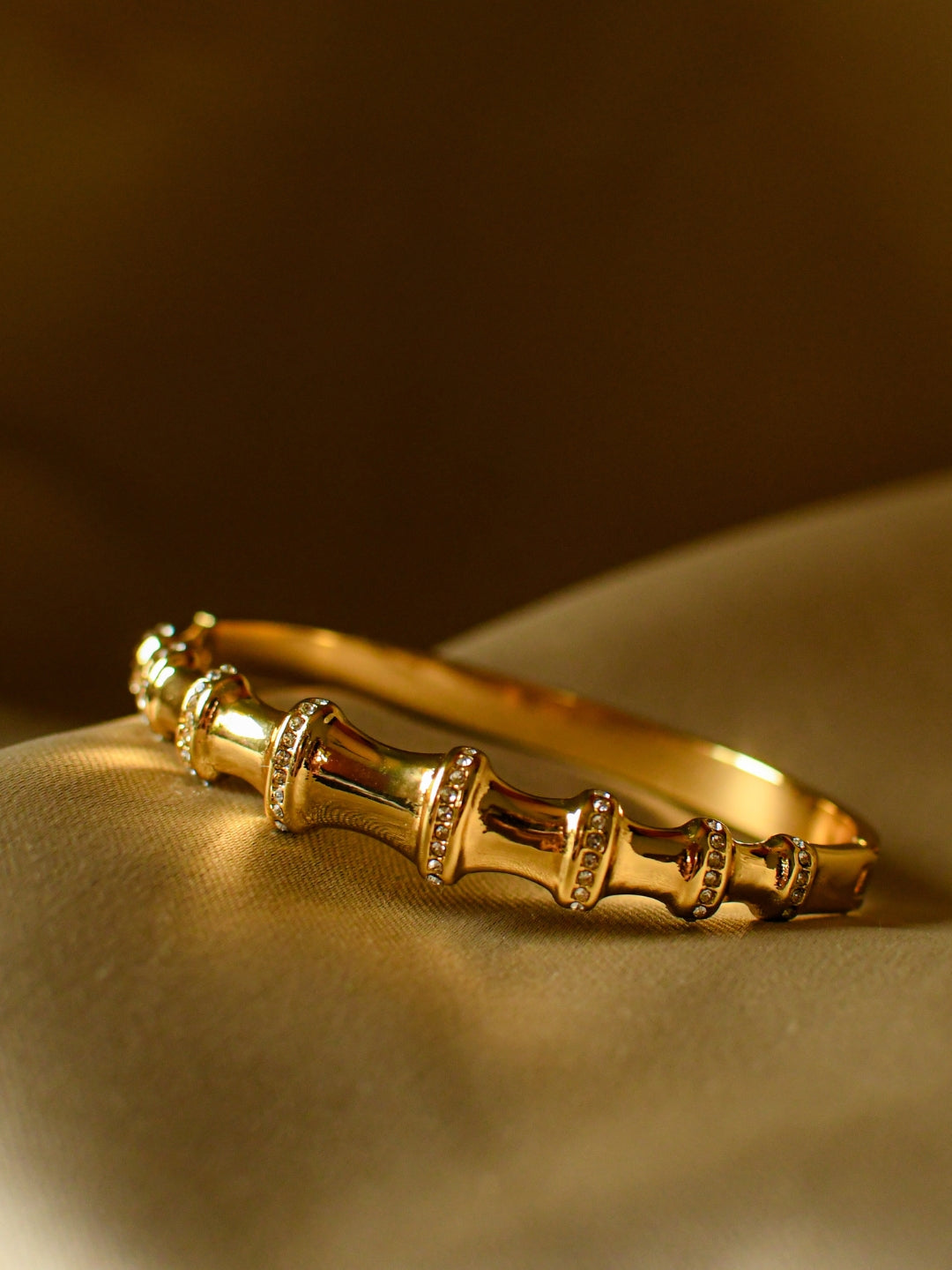 Bamboo Studded Bracelet – 18KT Gold-Plated Elegance