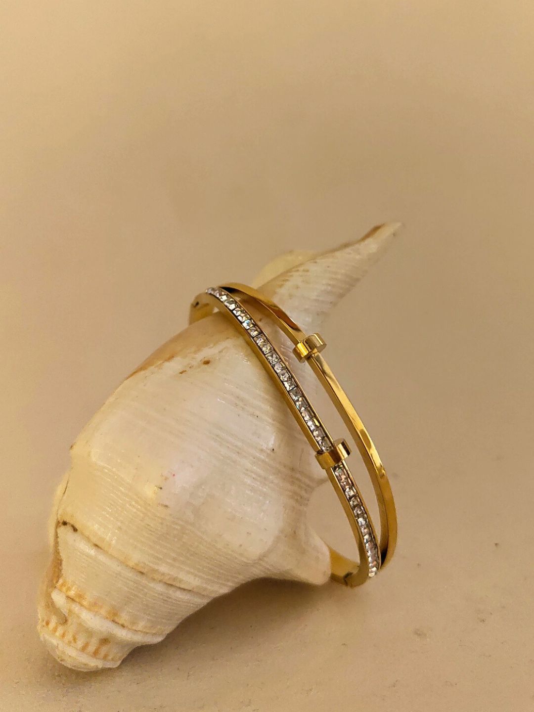 Double Line Studded Bracelet – 18K Gold Plated with Premium AD Stone
