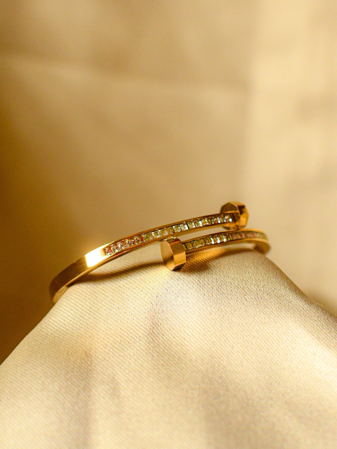 Luxe Nail Studded Bracelet β 18kt Gold Finish & AD Sparkle