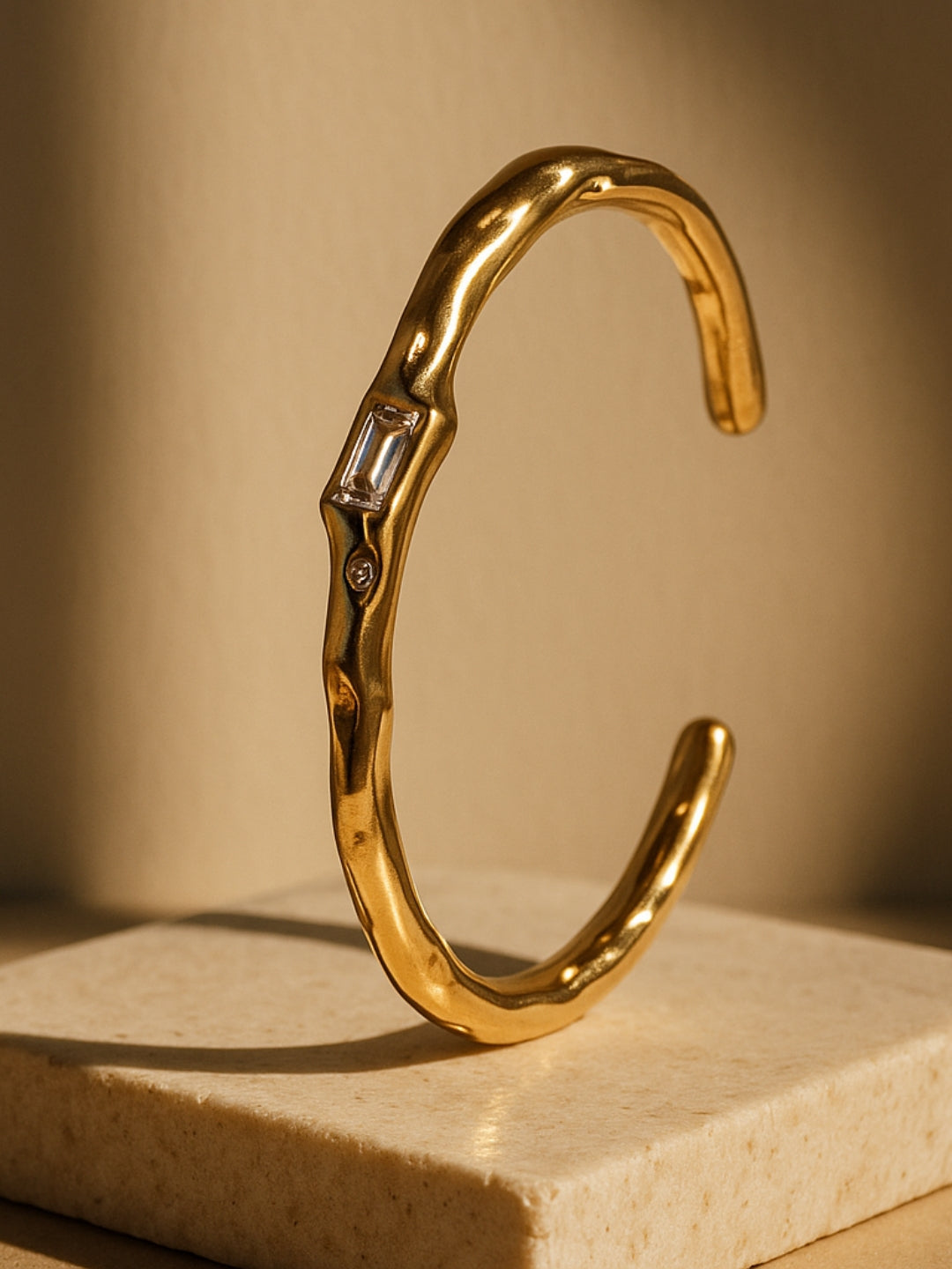 Sculptural Gold Open Cuff Bracelet | 18K Plated, Anti-Tarnish, Everyday