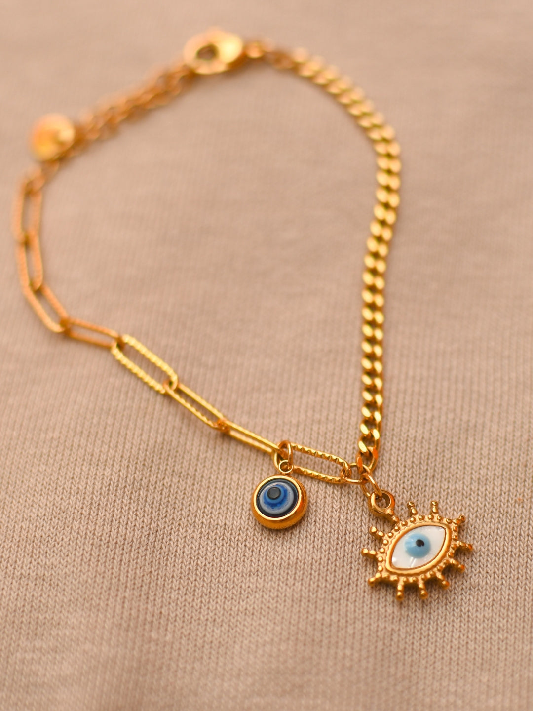 Evil Eye Gold Bracelet – Anti-Tarnish, Adjustable & Waterproof