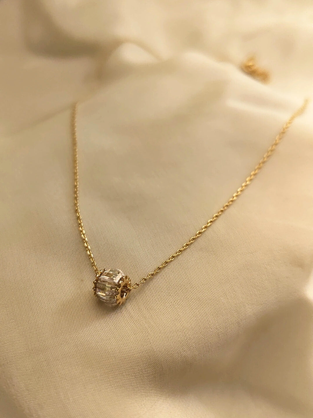 Lumière Baguette Bead Necklace – 18KT Gold Plated | Anti-Tarnish, Hypoallergenic
