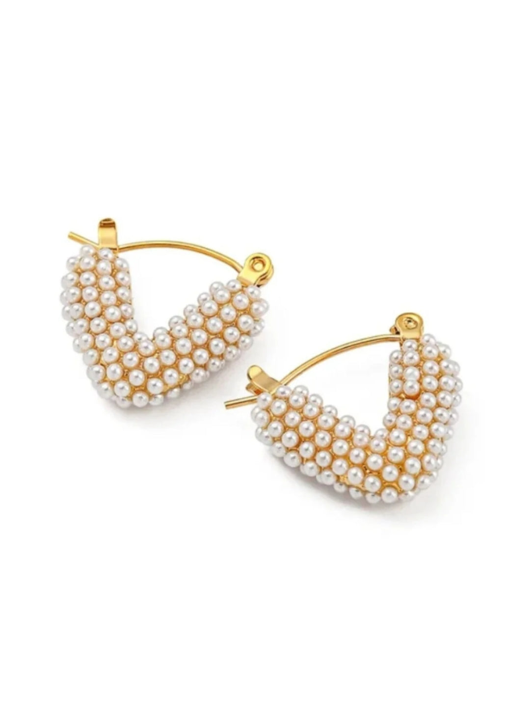 Gold Pearl Heart Hoop Earrings – Trendy Fashion Jewelry