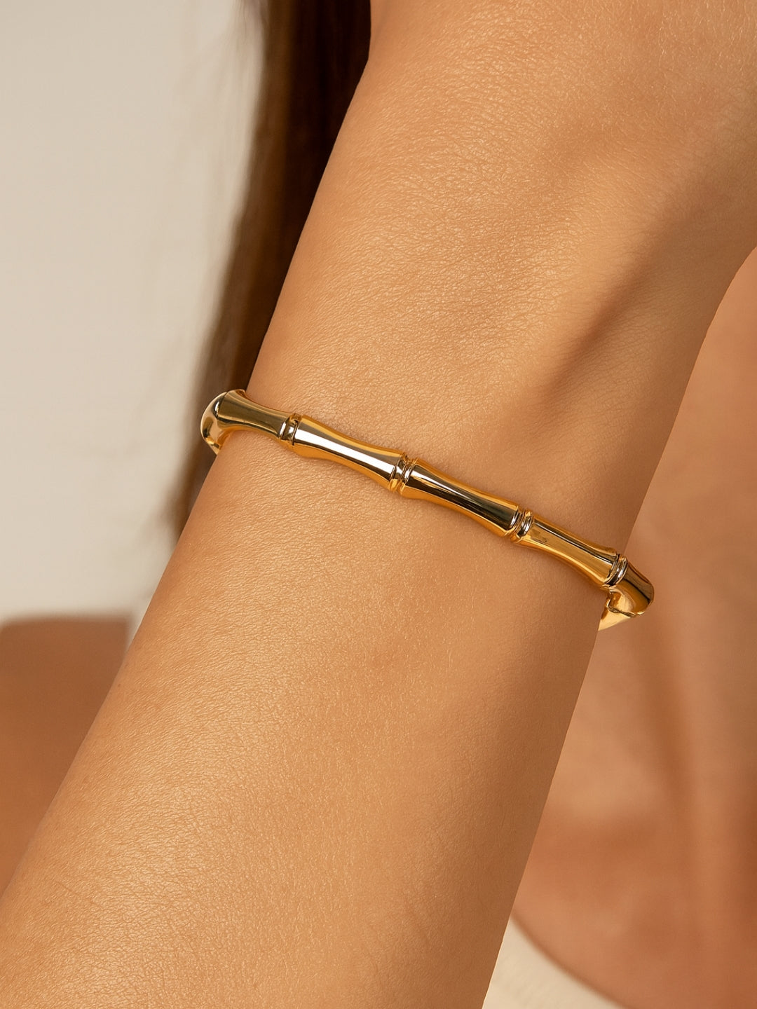 Bamboo Full Cuff Bracelet in 18K Gold | Anti-Tarnish, Everyday Jewelry