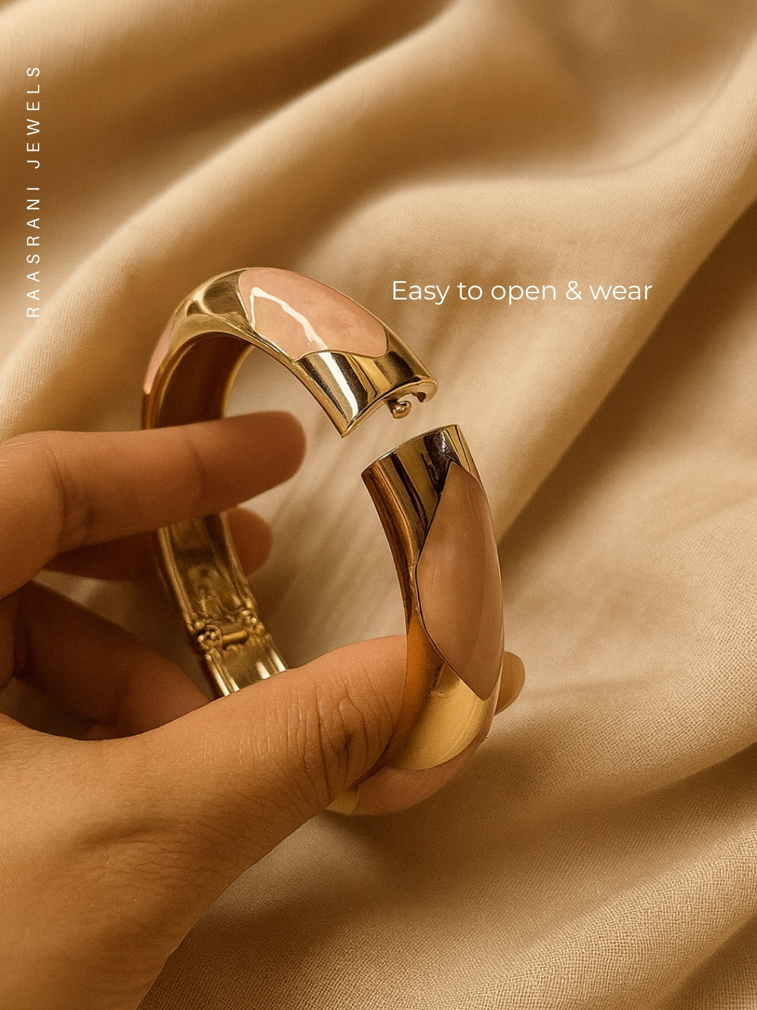 Pink Designer Enamel Bracelet in 18K Gold Plating