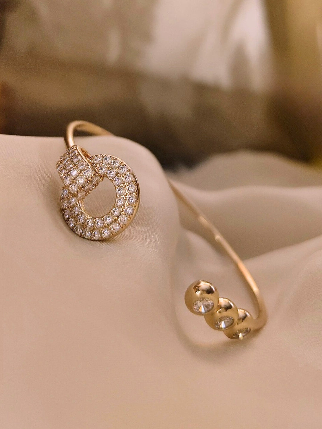 Solace Open Cuff – Rose Gold | Dual-Sided AD Statement Bracelet