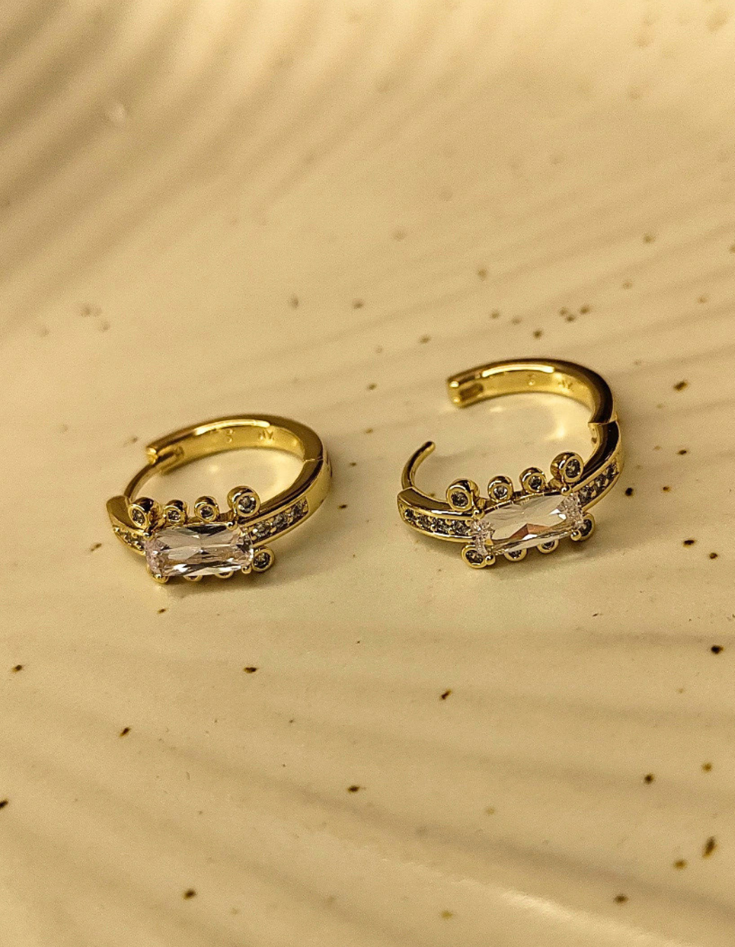 Single Stone Gold Hoops