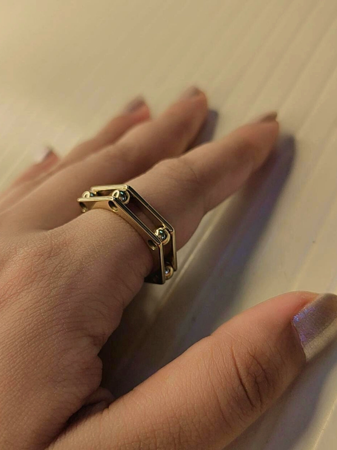 Hexagon Bead Statement Ring