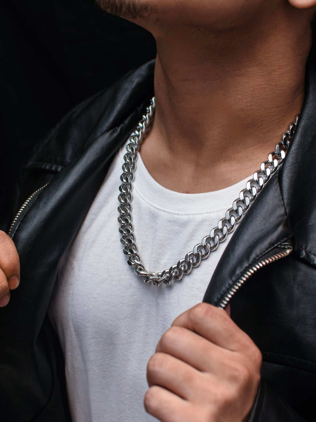 Chunky Silver Statement Chain 13mm – Luxe Stainless Steel Necklace for Men