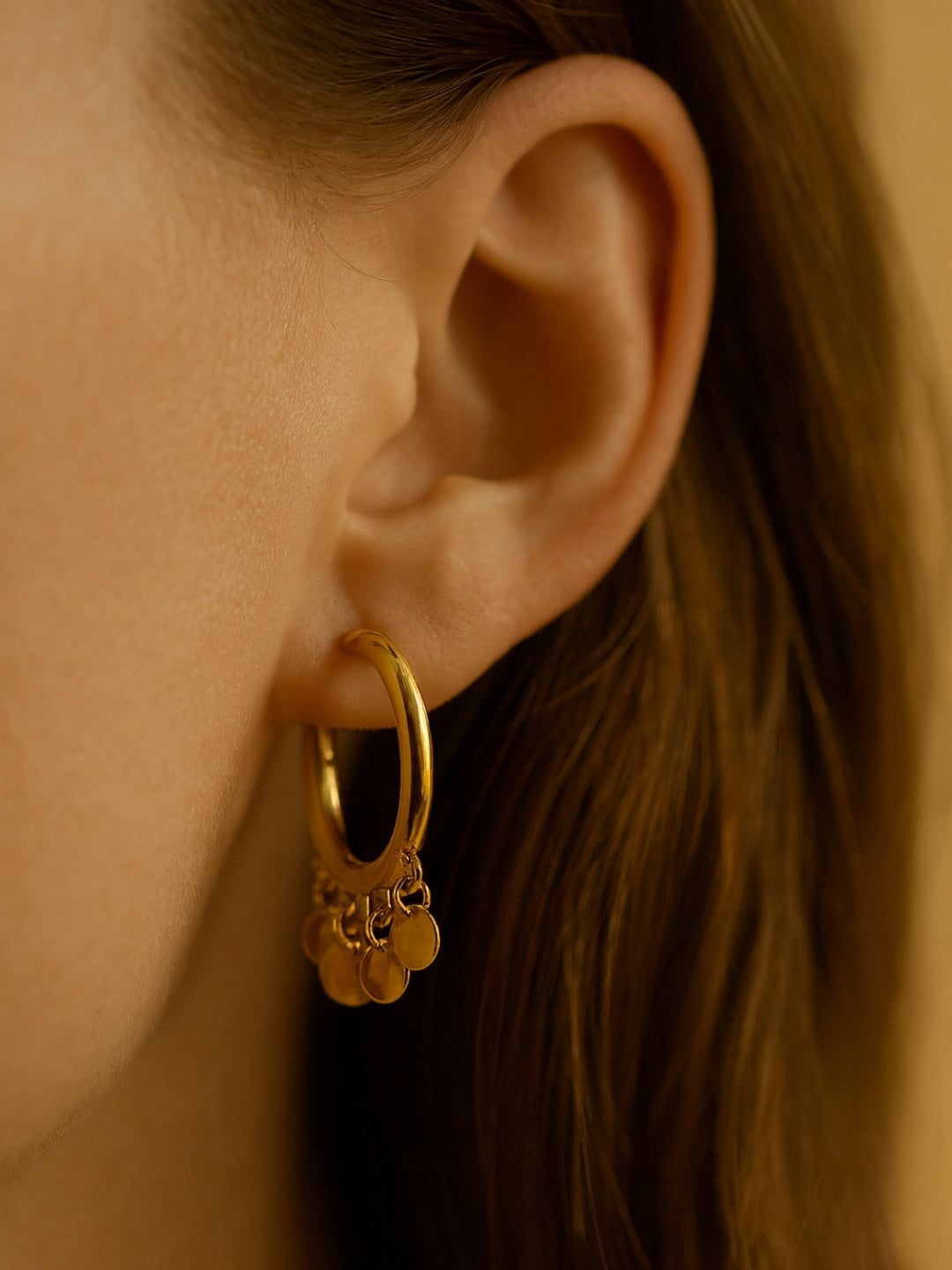 Gold Hoop Earrings with Dangling Charms – Fashion Jewelry