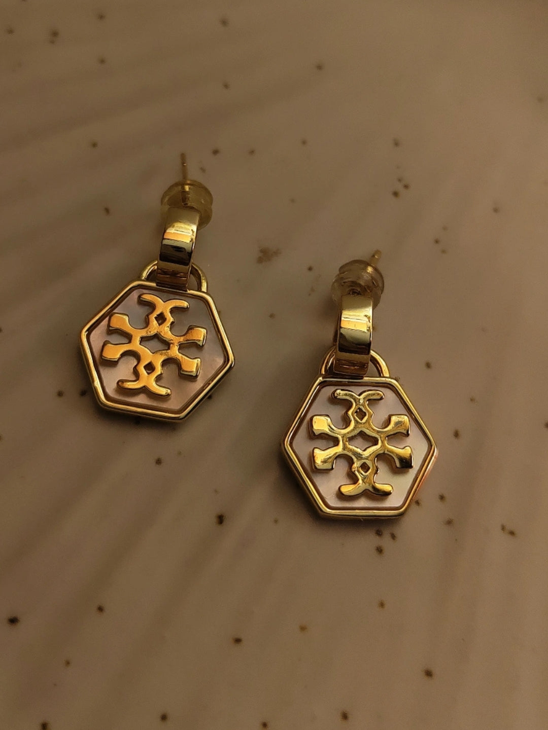 Brand Inspired MOP Designer Small Drop Earrings – 18K Gold Plated