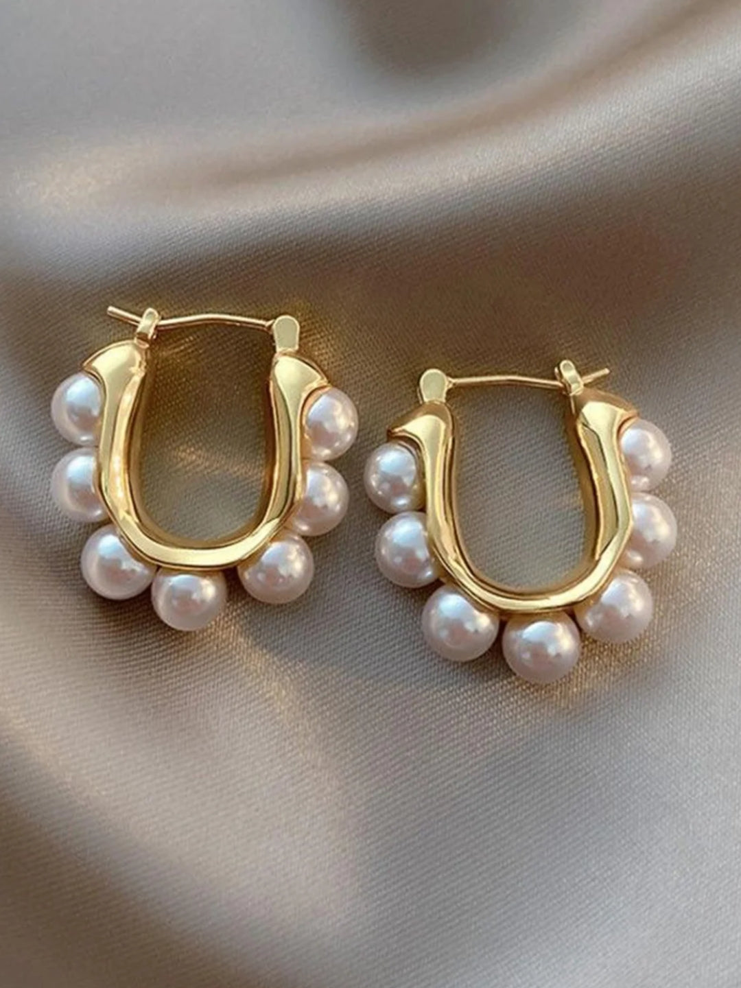Gold Pearl Hoop Earrings – Full Pearl Sculptural Hoops