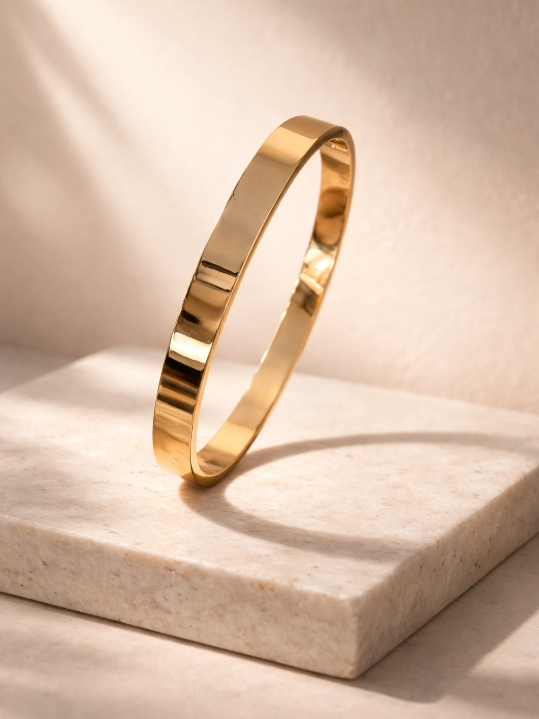 18K Gold Plated Plain Kada for Men | Stainless Steel Bracelet