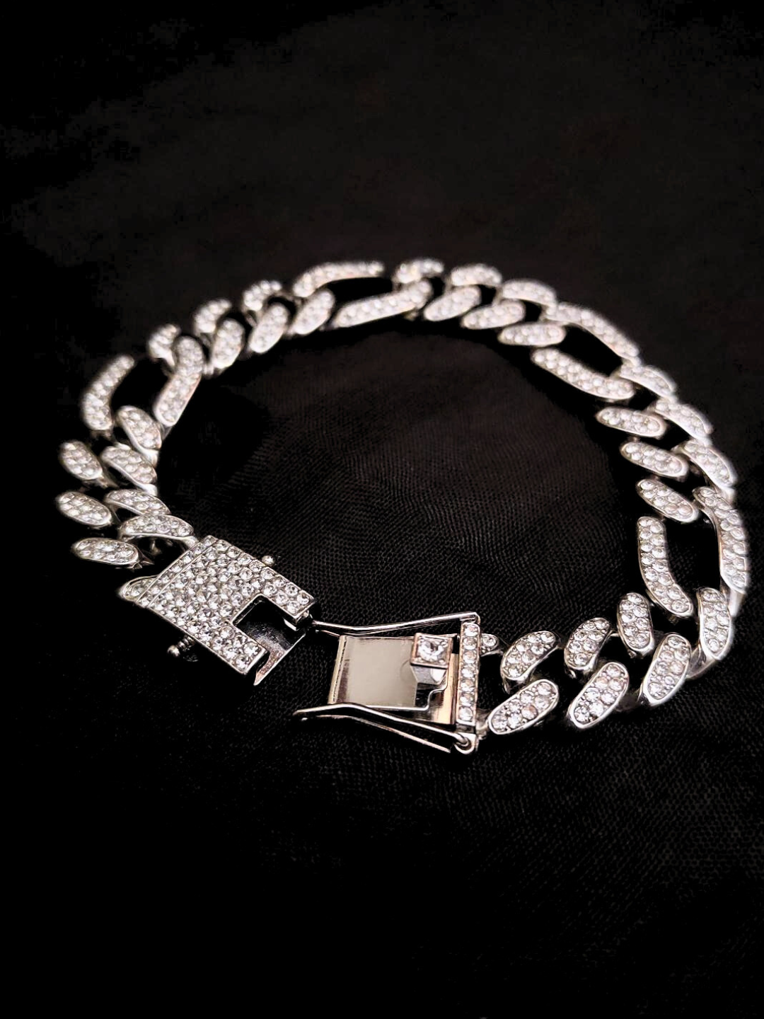 Iced Out Double-line Studded Designer Cuban Bracelet