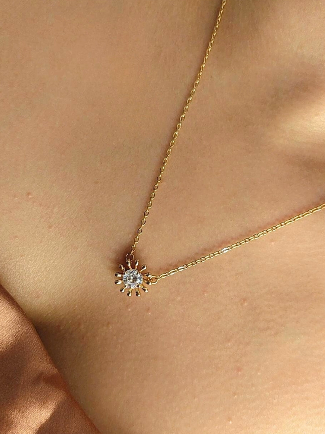 Soleil Radiant Sun Necklace – Rose Gold Plated | Waterproof & Hypoallergenic