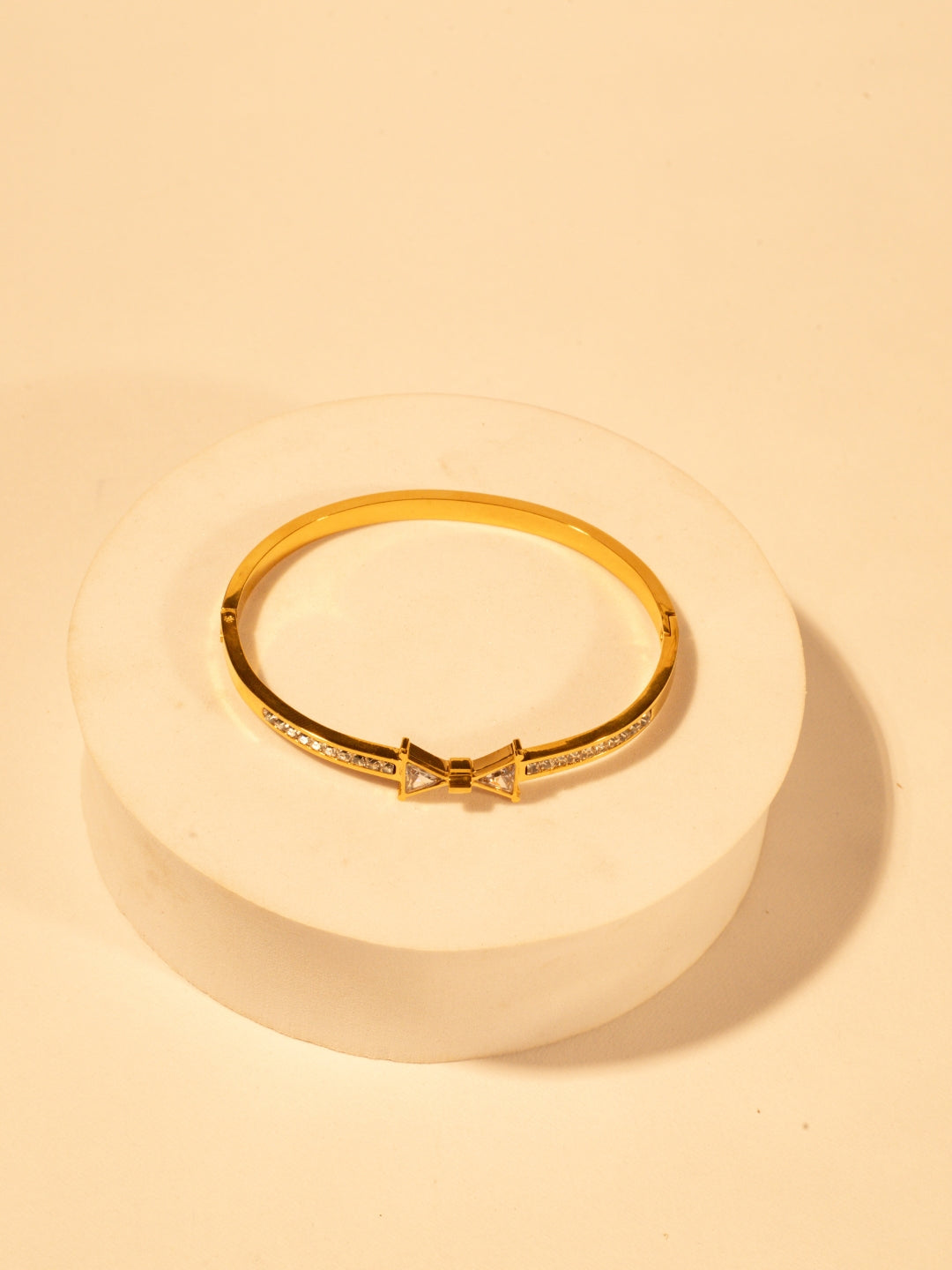 18K Gold Plated Bow Studded Bracelet for Women – Stainless Steel | Anti-Tarnish | Cubic Zirconia Stones