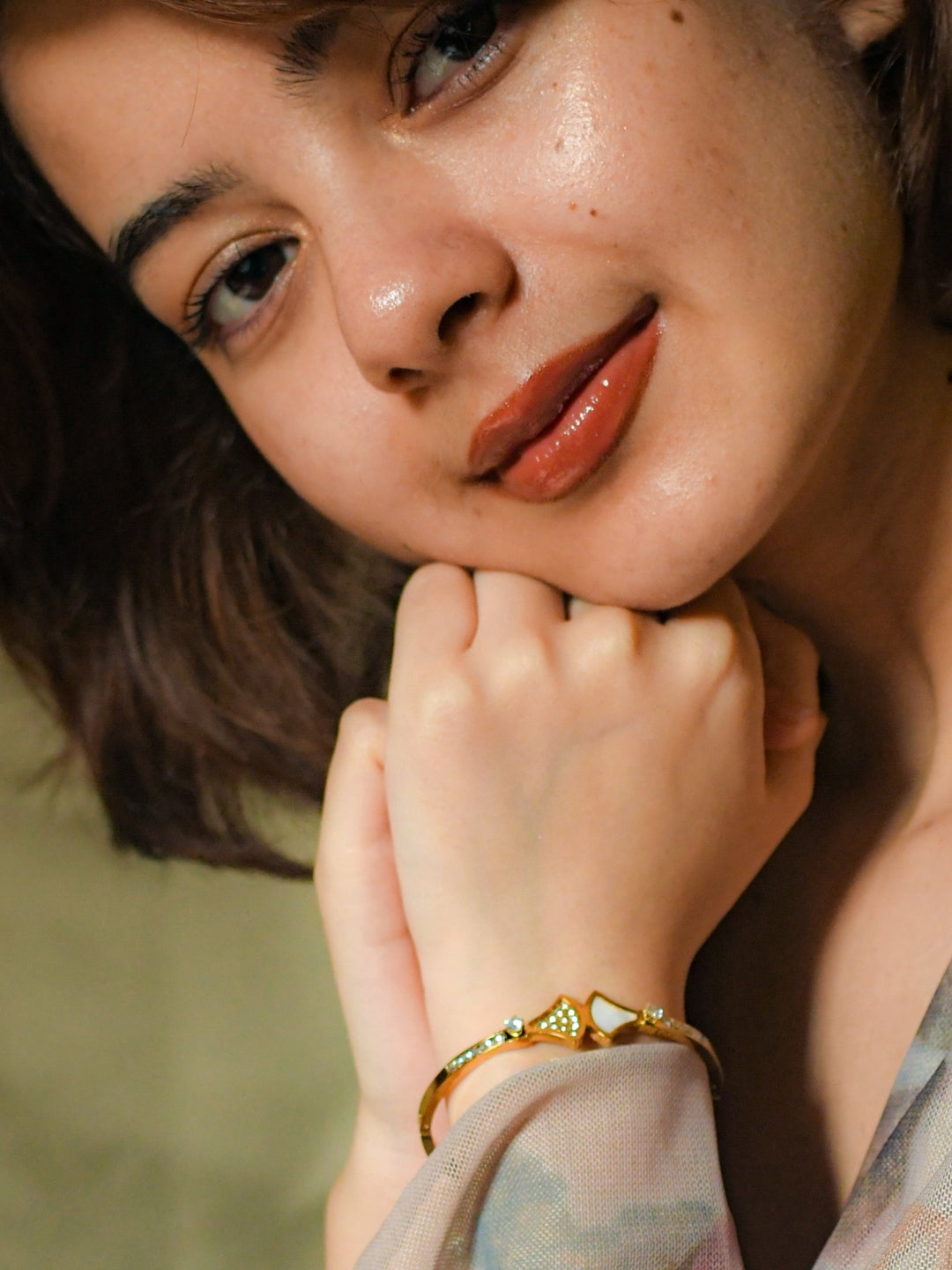 Skin-Friendly 18K Gold Bracelet | MOP & CZ | Ideal for Small Wrists