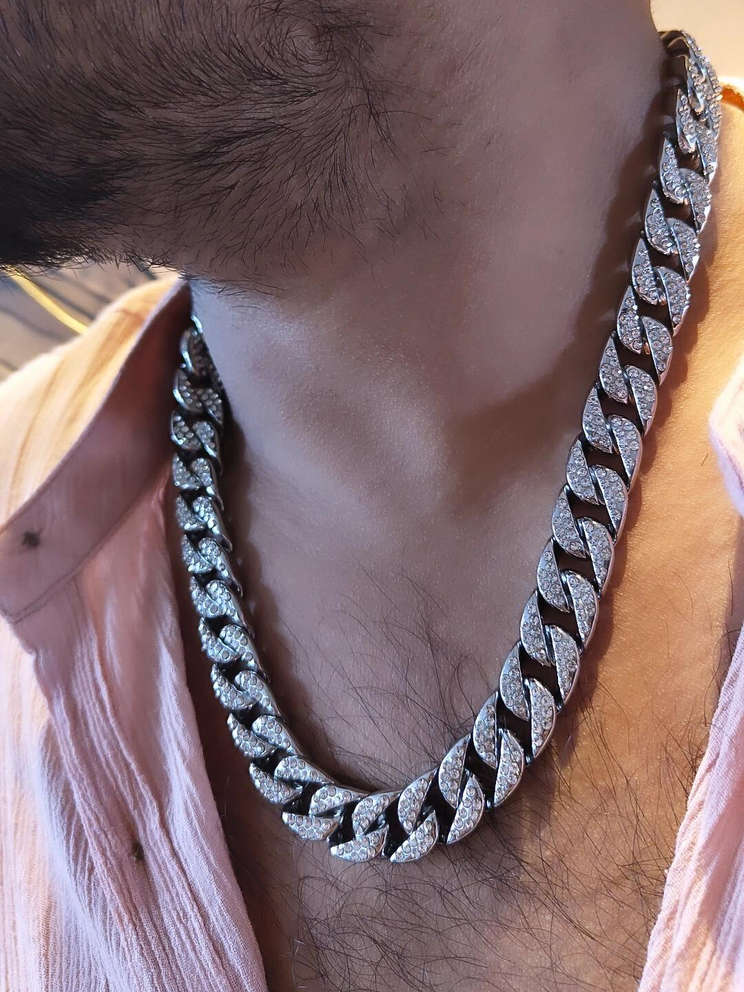 Iced Out Double-line Studded Cuban Chain