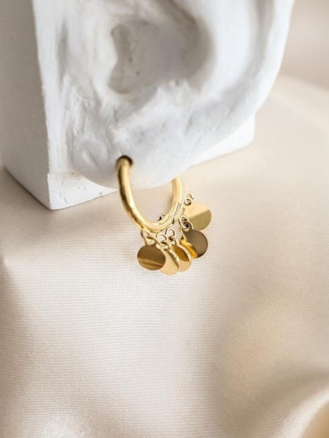Gold Hoop Earrings with Dangling Charms – Fashion Jewelry