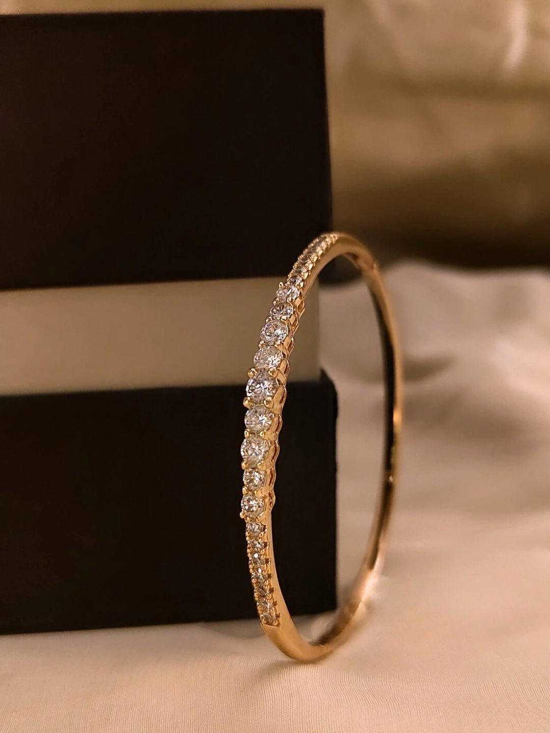 Aurora Dual-Stone Cuff – Rose Gold | Big & Small AD Studded | 2'4–2'6 Fit
