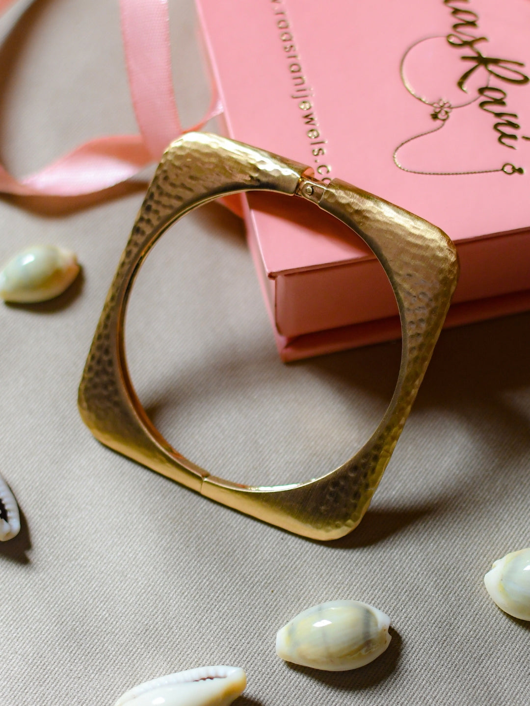 Artisanal Square Cuff – 18K Matte Gold Plated Bracelet