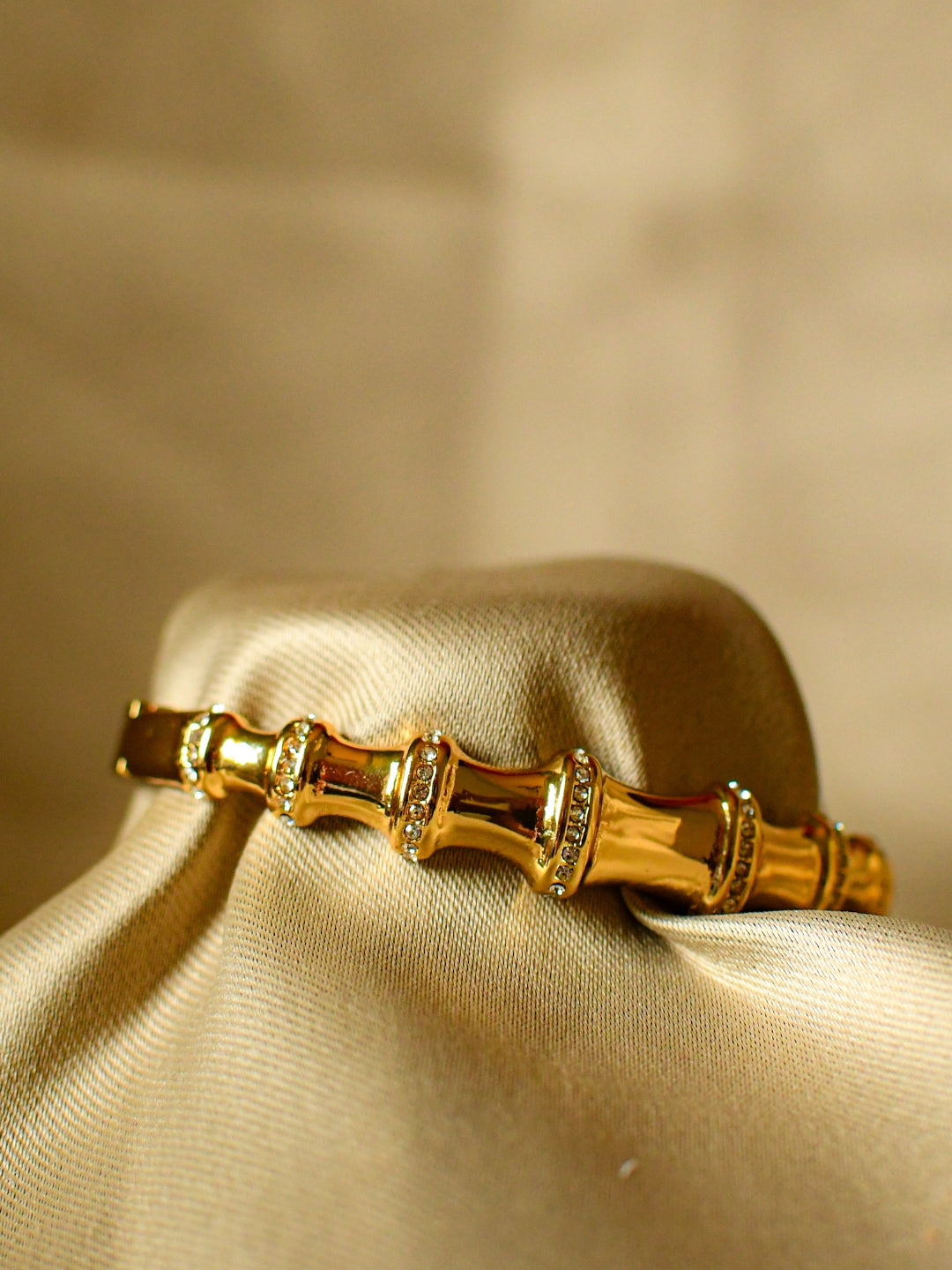 Bamboo Studded Bracelet – 18KT Gold-Plated Elegance