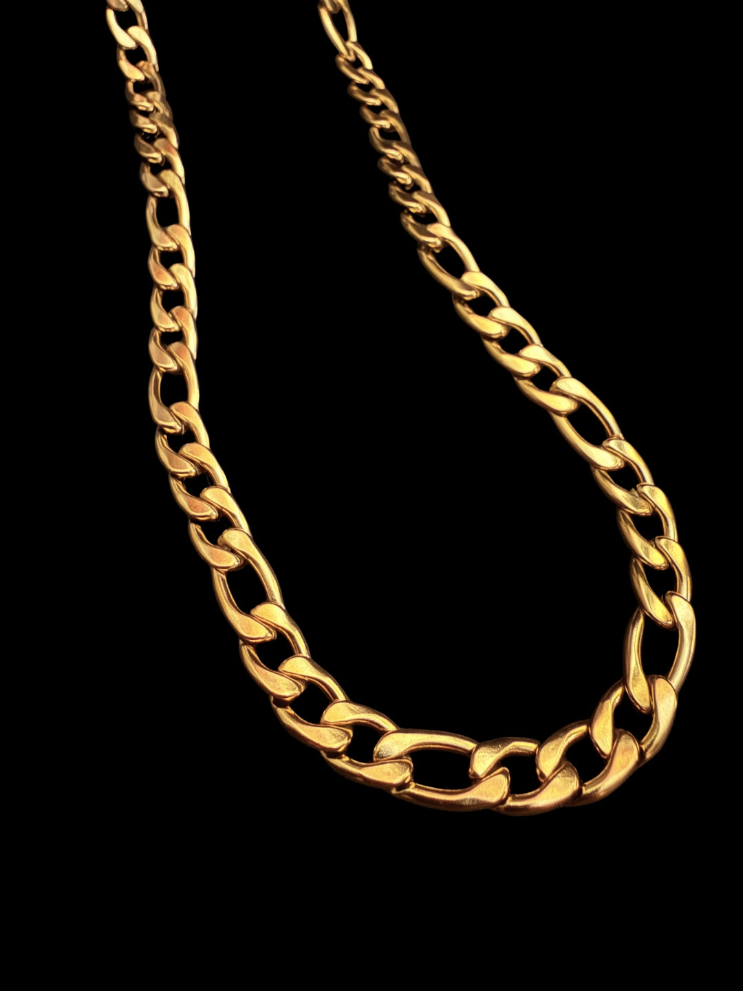 18K Gold Figaro Link Chain for Men – 6mm Stainless Steel 24 Inch