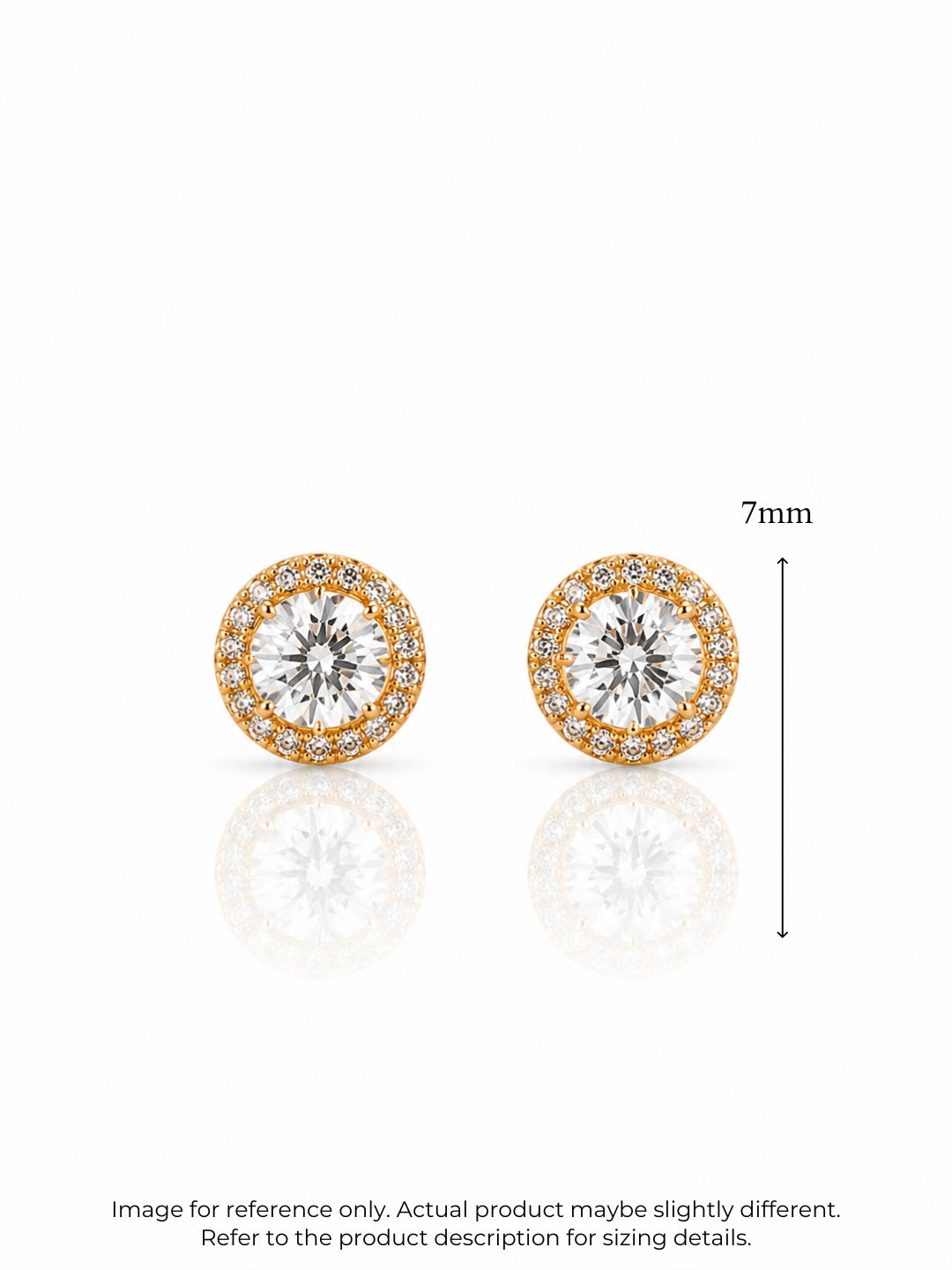 Aura Halo Solitaire Stud Earrings in 18K Gold | Anti Tarnish