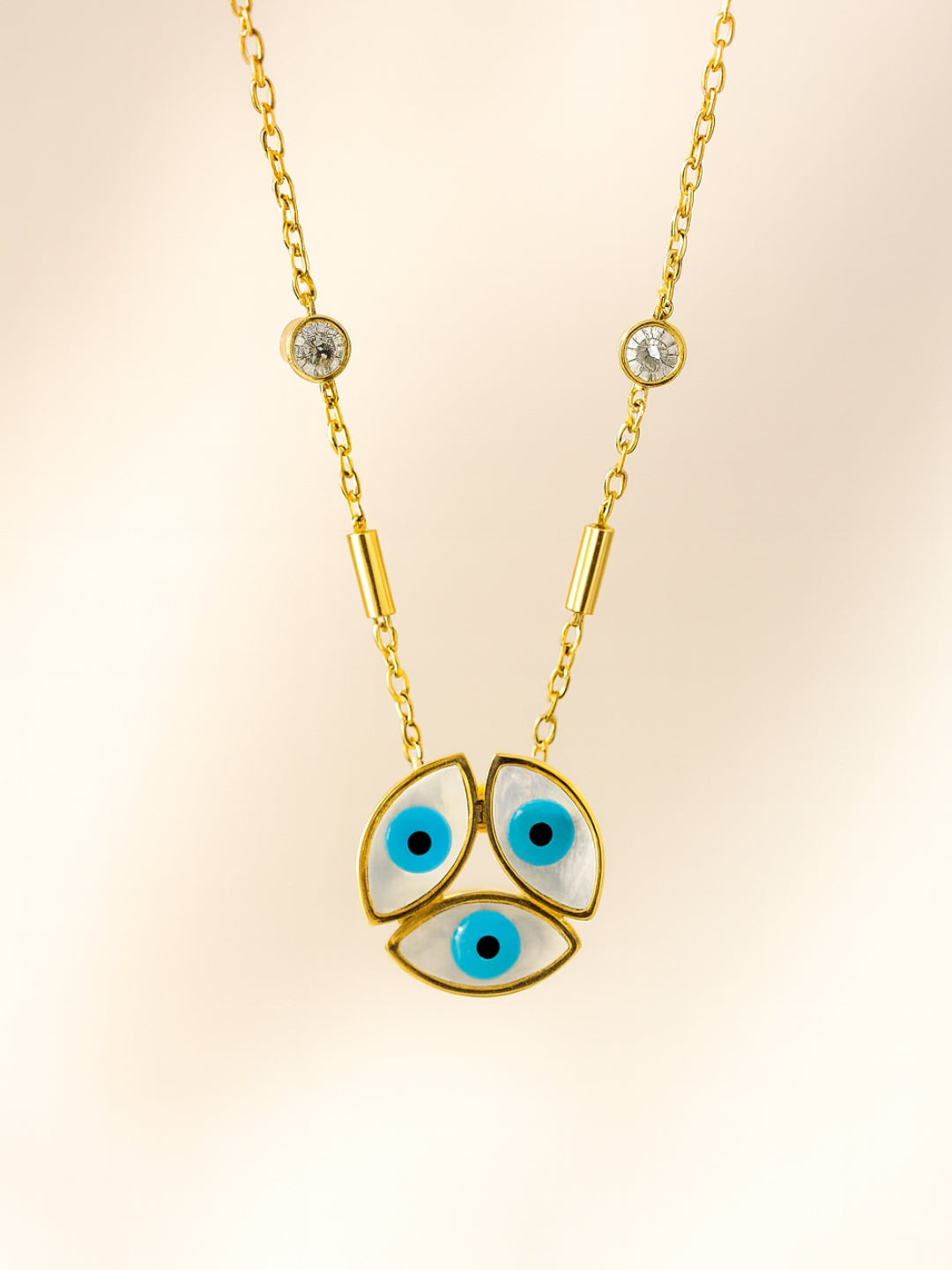 3 Evil Eye Pendant Necklace in 18kt Gold | Anti-Tarnish, Everyday Wear