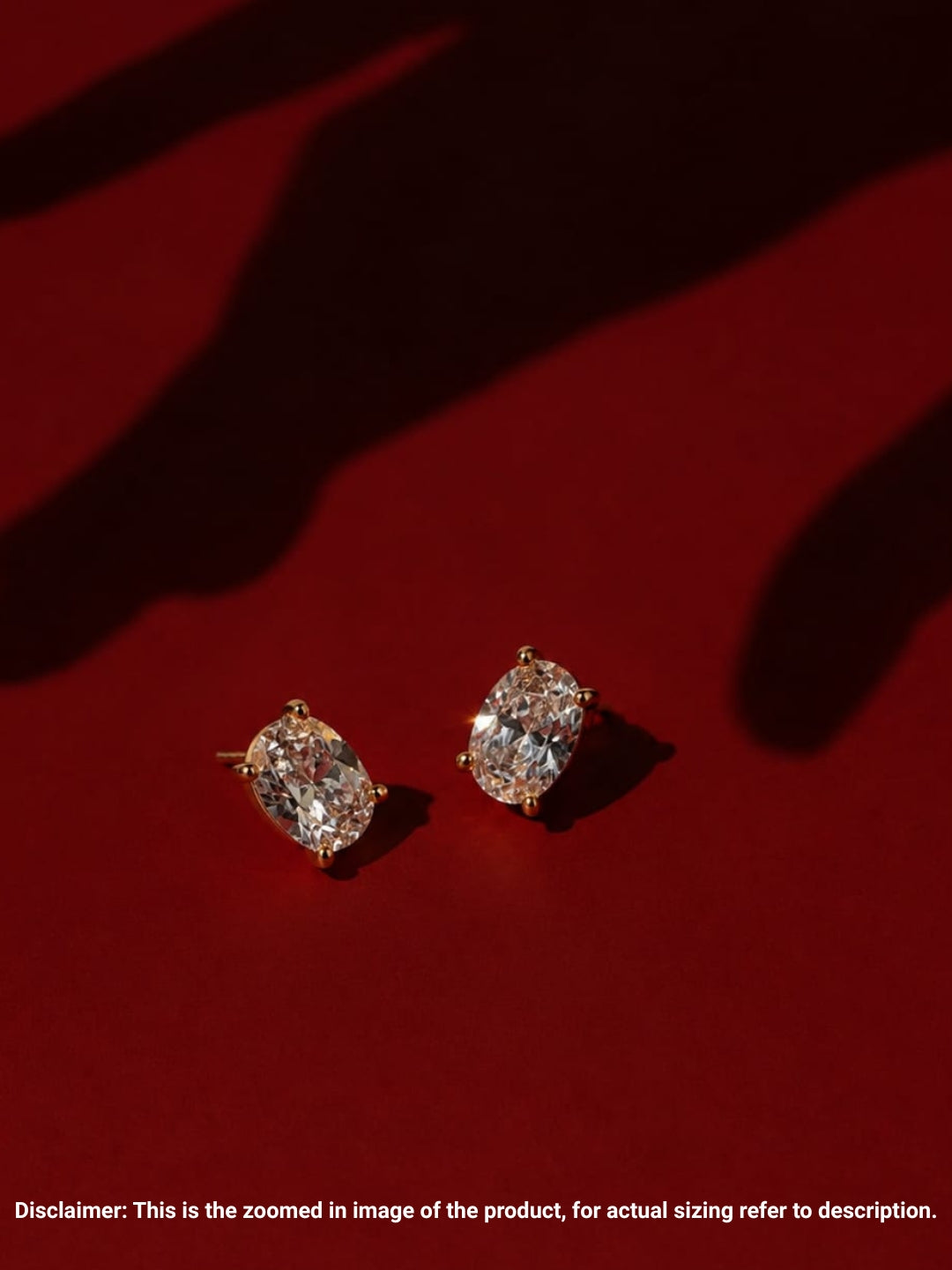 Oval-Cut Solitaire Stud Earrings | 18K Gold Plated Stainless Steel
