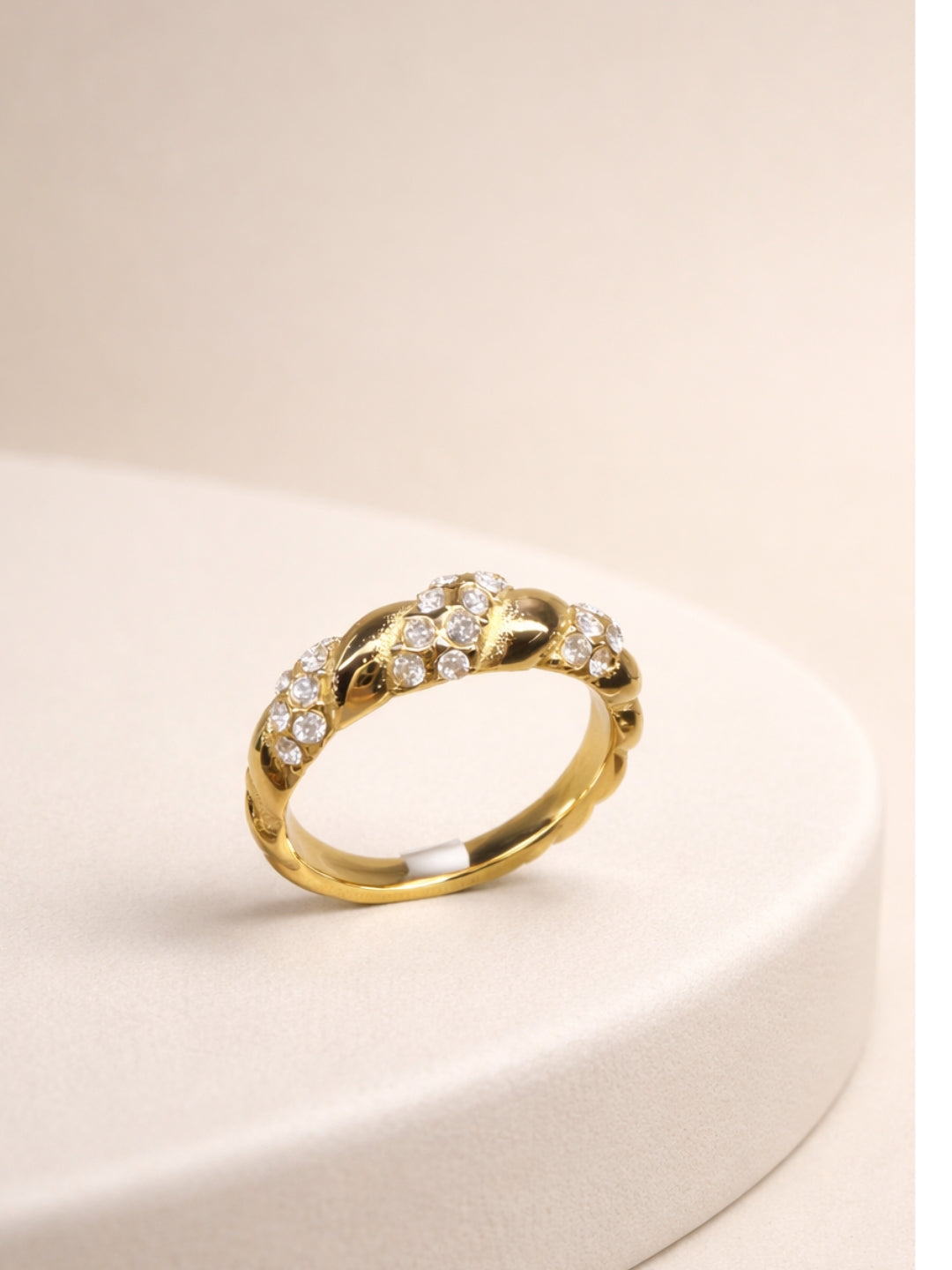 18K Gold Nano Donut Ring – CZ Pave Anti Tarnish Stainless Steel Ring