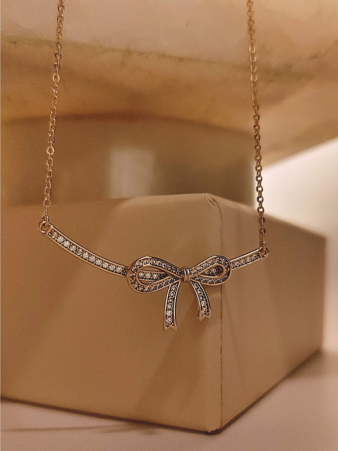 Rosé Bow Pendant Necklace | Everyday Luxe Charm