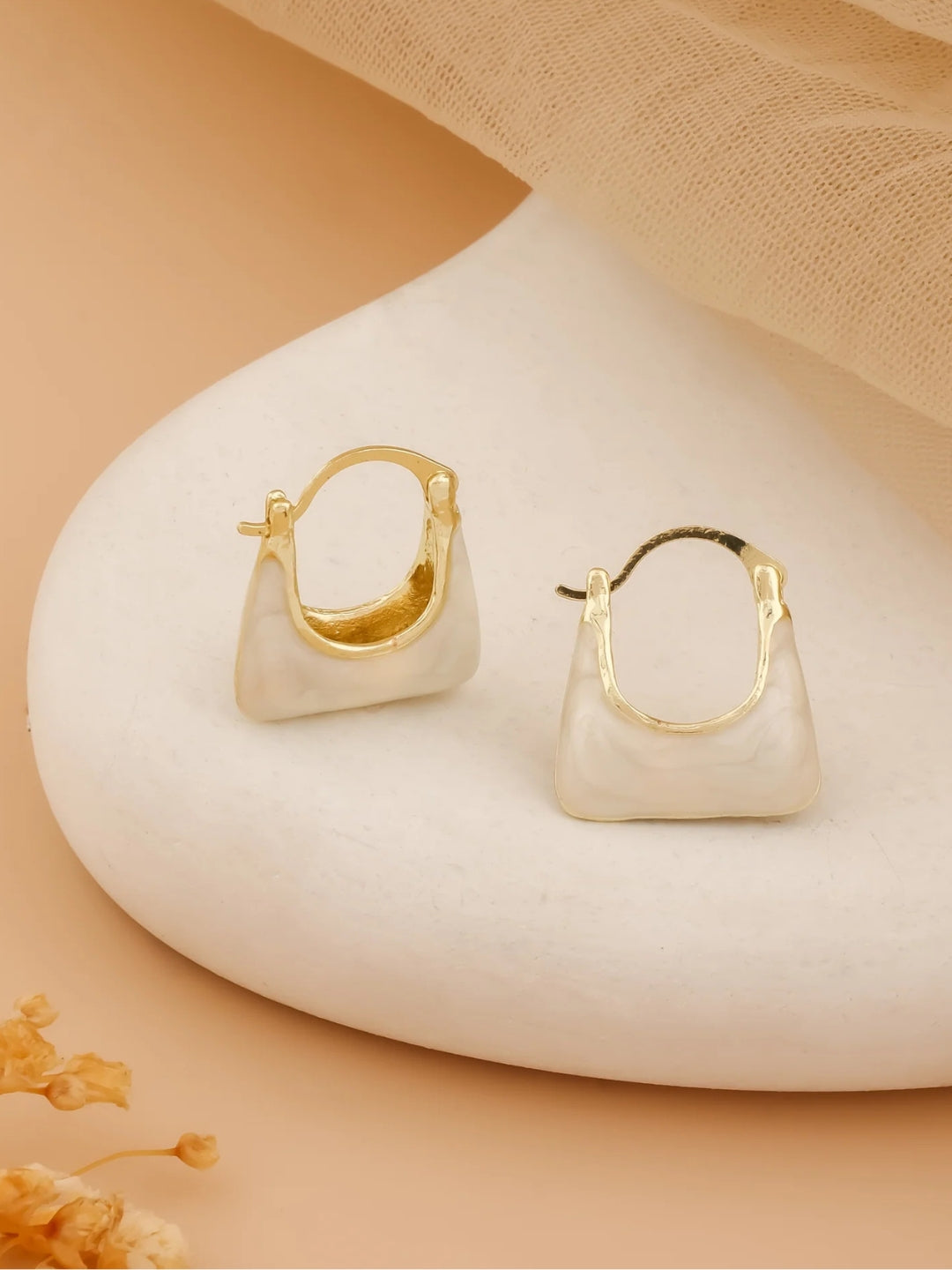 Gold Plated Quad Enamel Hoops Earrings for Women - Fashion Jewelry