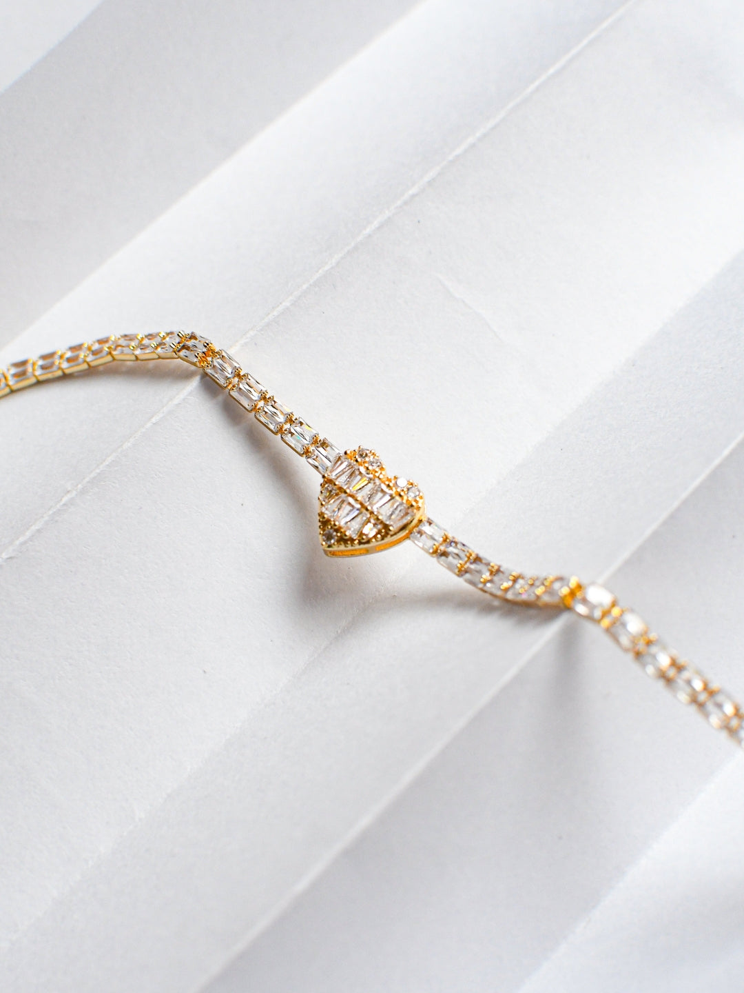Heart Moissanite Tennis Bracelet – 18KT Gold Plated
