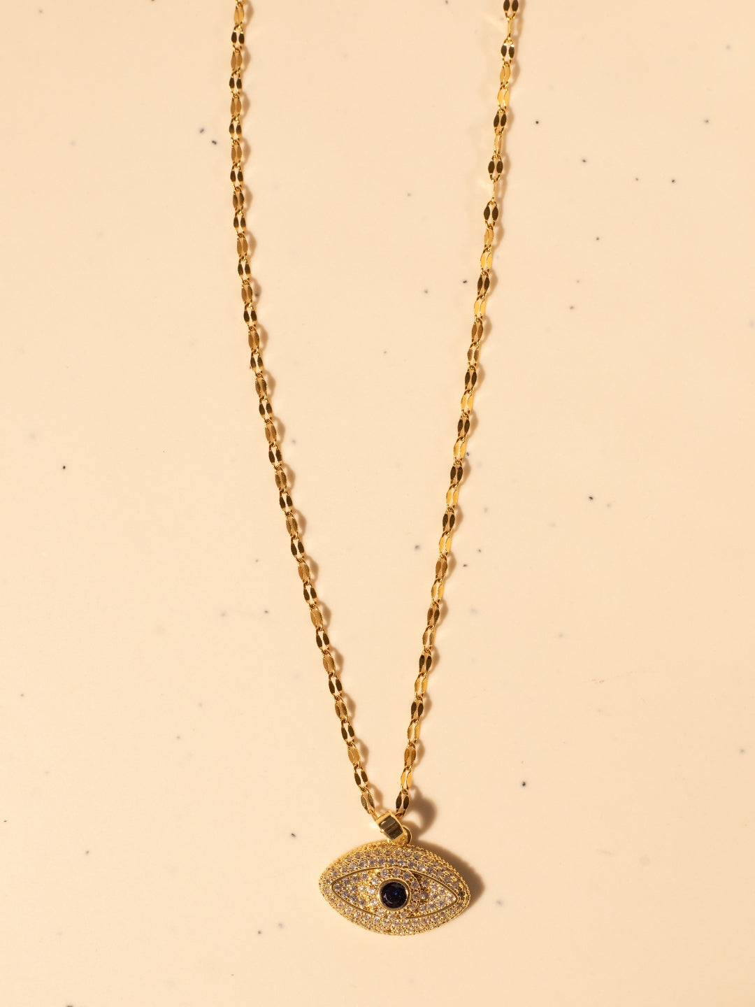 14Kt Gold-Plated Evil Eye Pendant Necklace | Anti-Tarnish Stainless Steel | CZ Studded