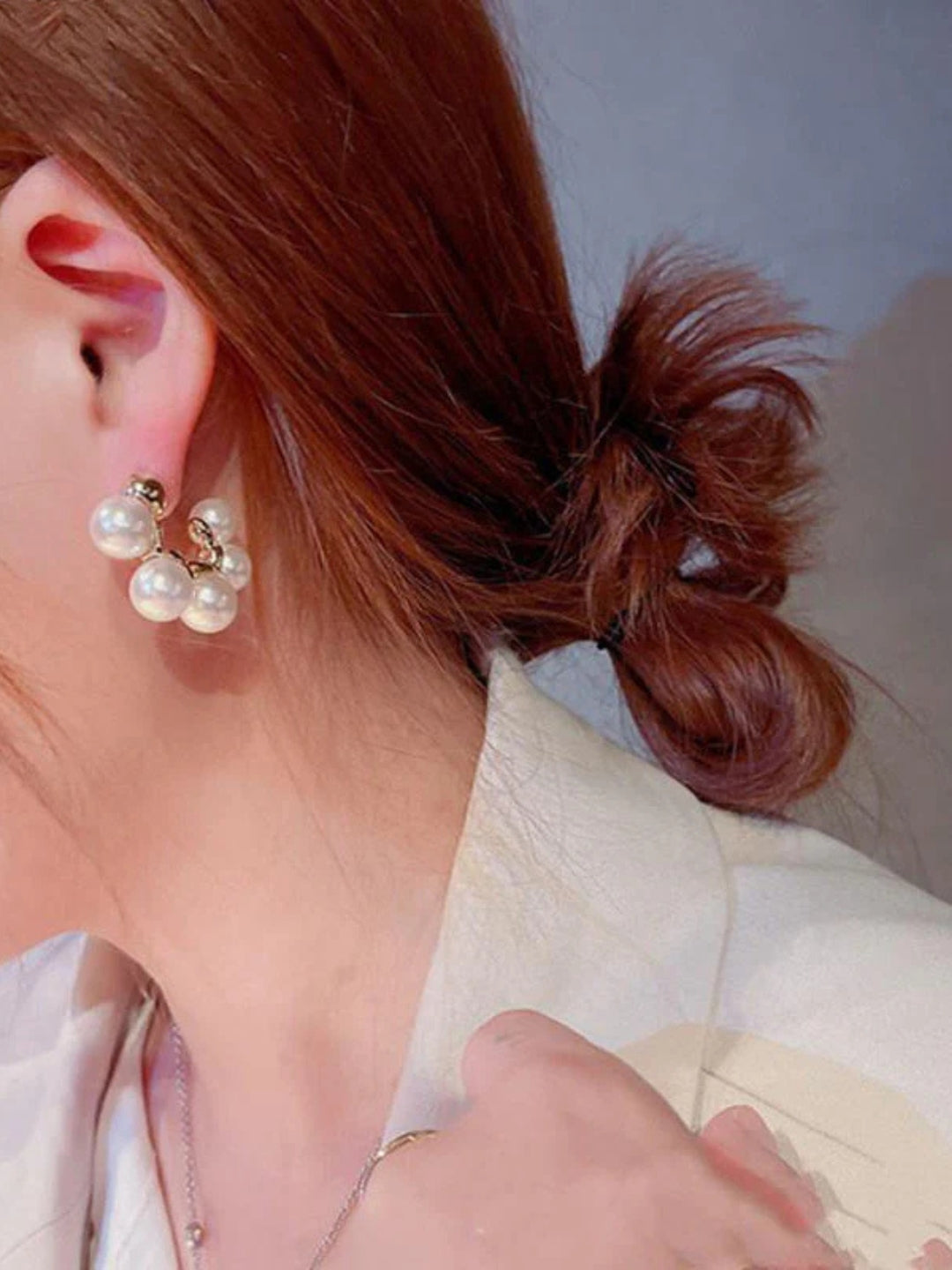 Elegant Gold Plated Pearl Half Hoop Earrings for Women
