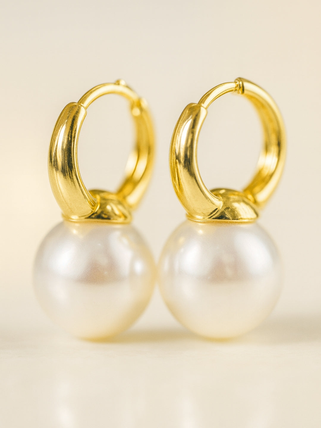 Gold Plated Pearl Huggie Hoop Earrings – Fashion Jewelry