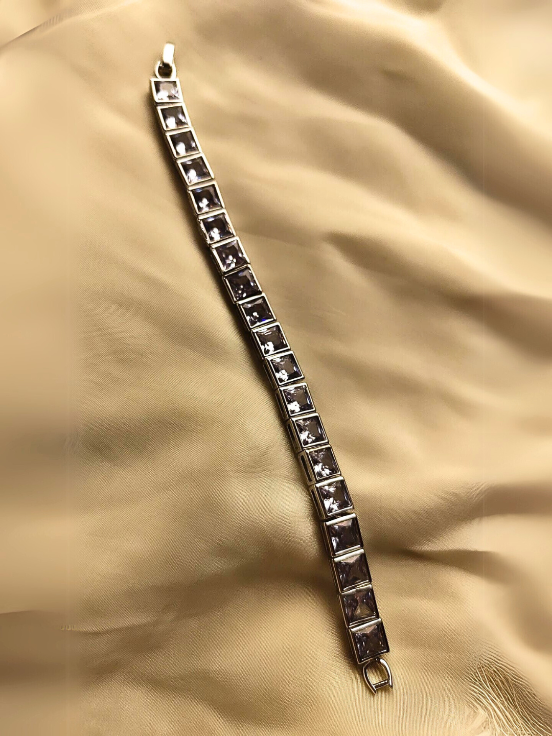 Silver Square Stone Tennis Bracelet