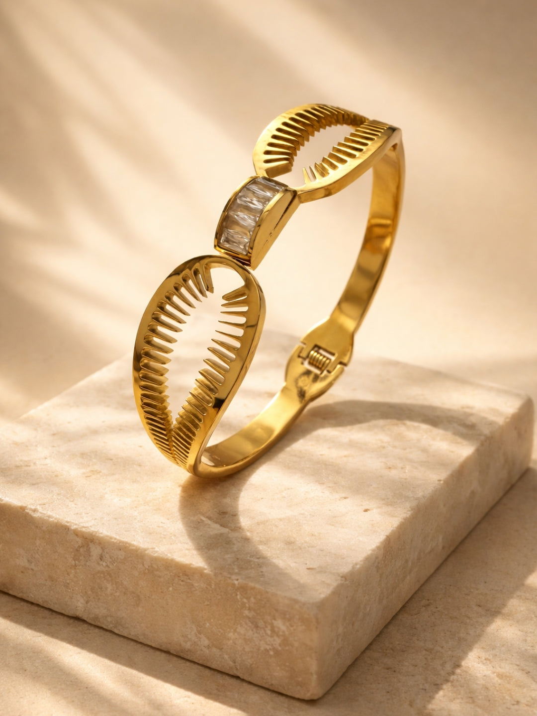 18K Gold Plated CZ Thorn Cuff Bracelet | Anti Tarnish