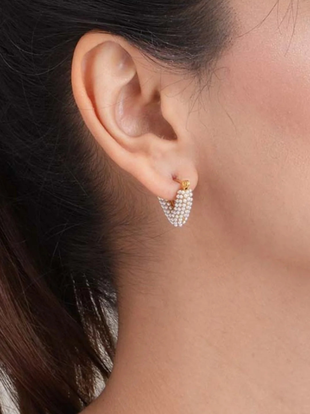 Gold Pearl Heart Hoop Earrings – Trendy Fashion Jewelry