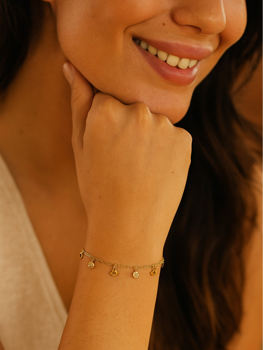 Evil Eye 18K Gold Bracelet– Anti-Tarnish & Adjustable