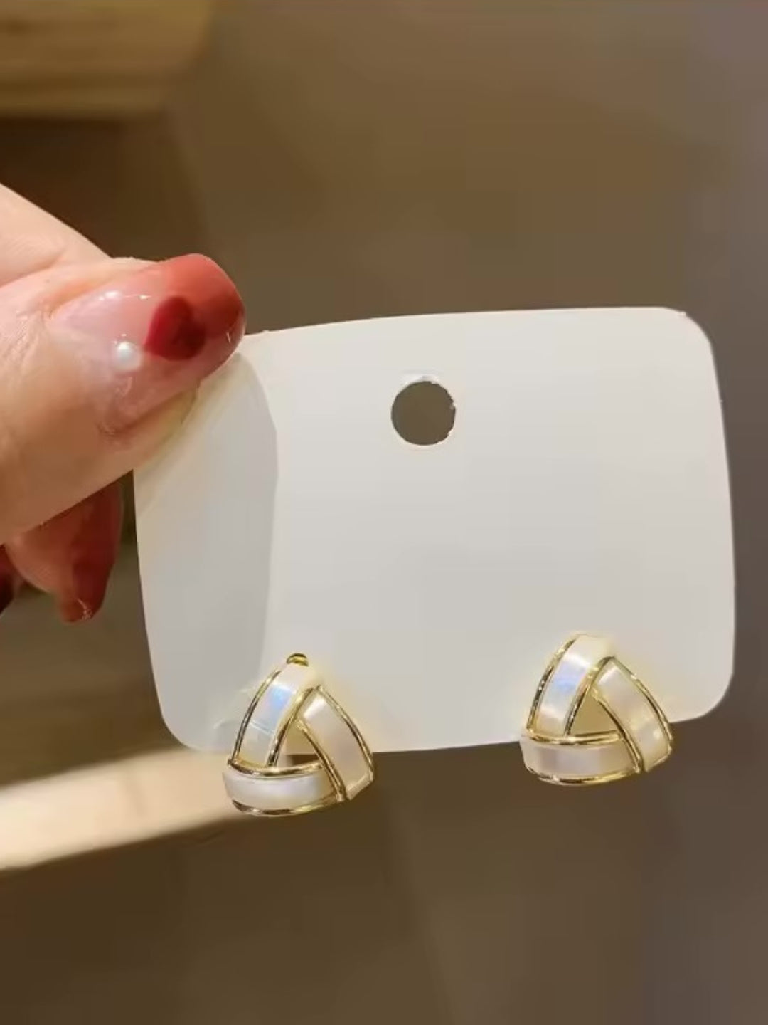 Gold Triangle Enamel Stud Earrings | Fashion Jewelry for Women