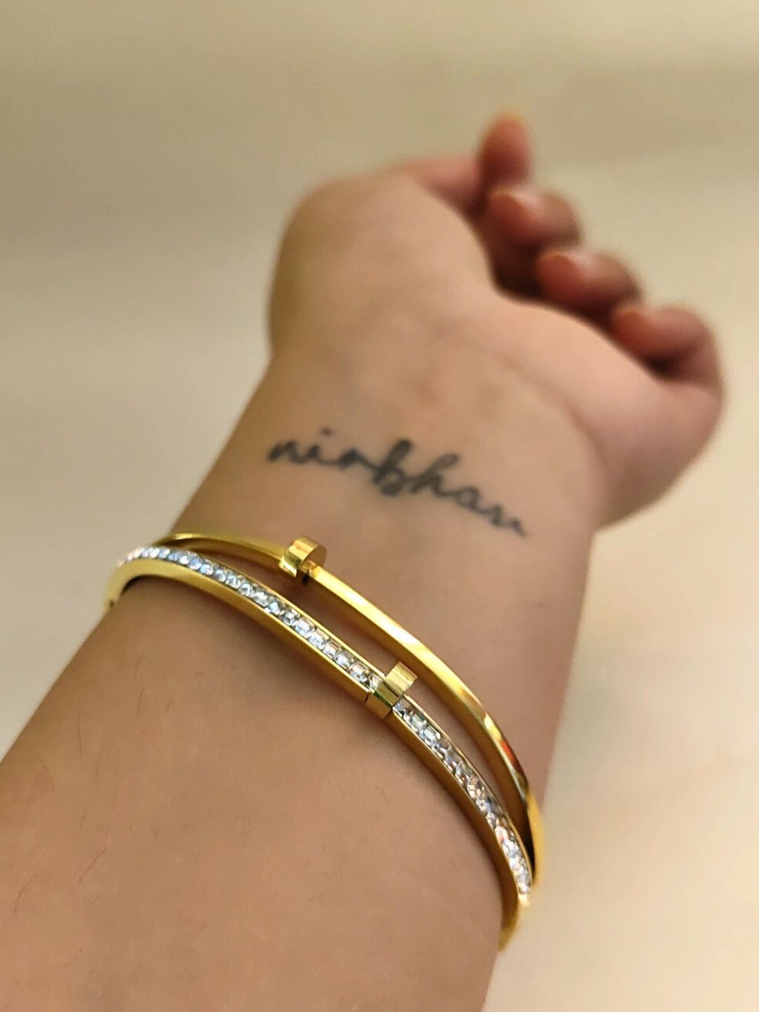 Double Line Studded Bracelet – 18K Gold Plated with Premium AD Stone