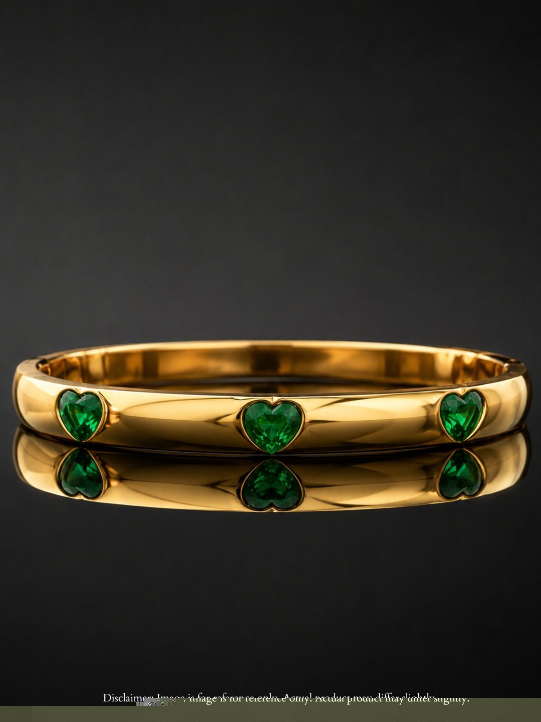 Coil Bangle & Green Heart Cuff Bracelet Combo, 18K Gold-Plated