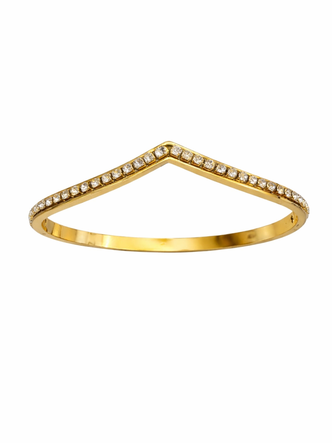 V Studded Cuff Bracelet in 18K Gold Plated Stainless Steel
