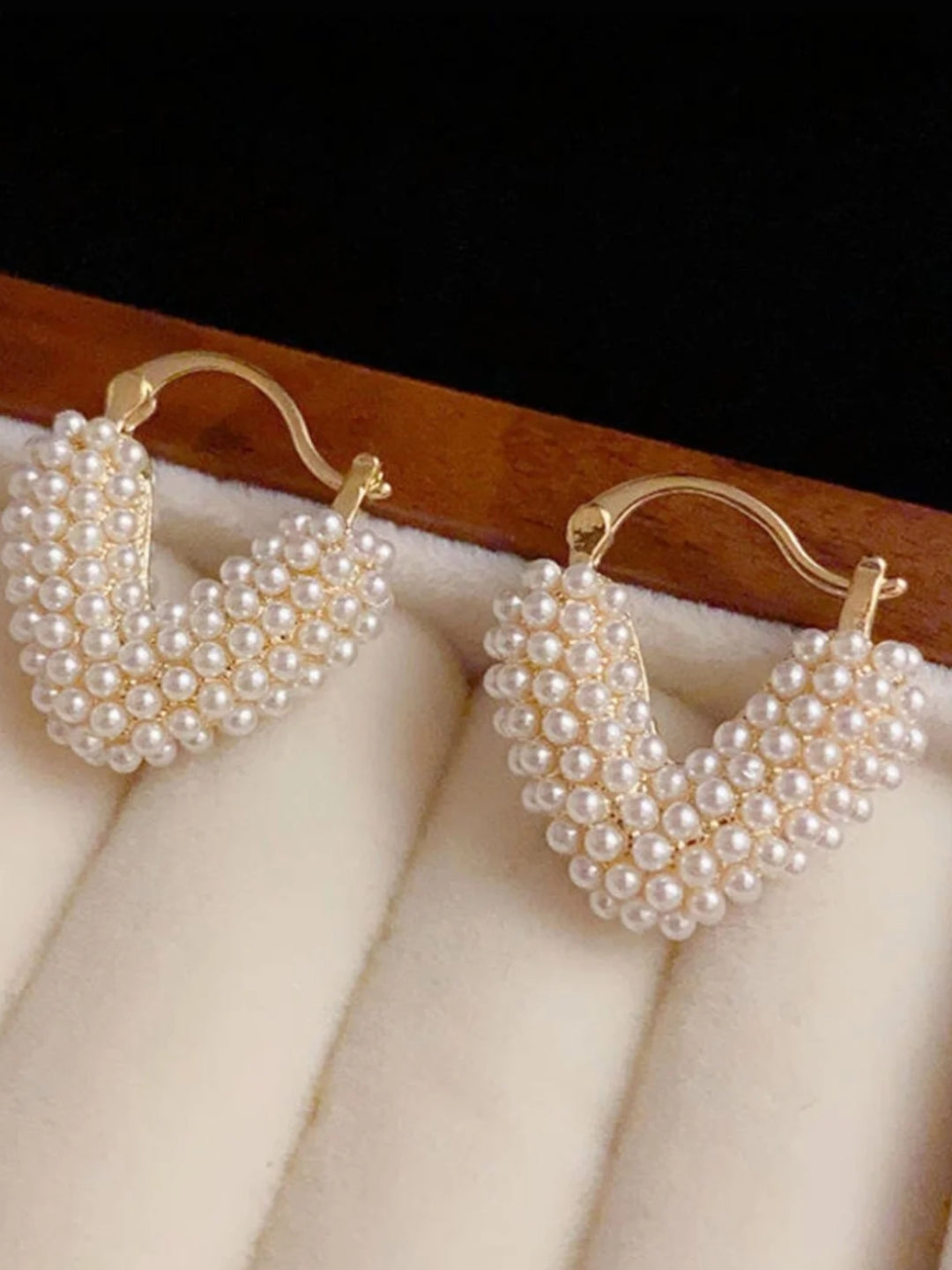 Gold Pearl Heart Hoop Earrings – Trendy Fashion Jewelry